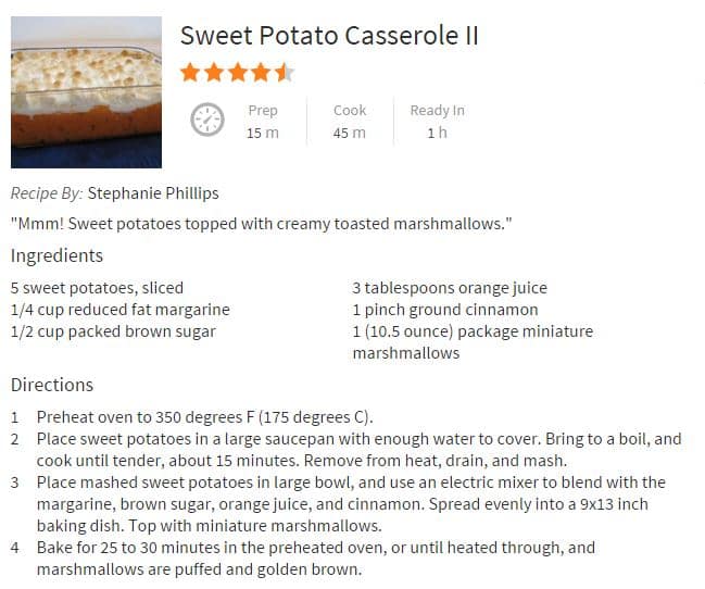 sweet potato recipe